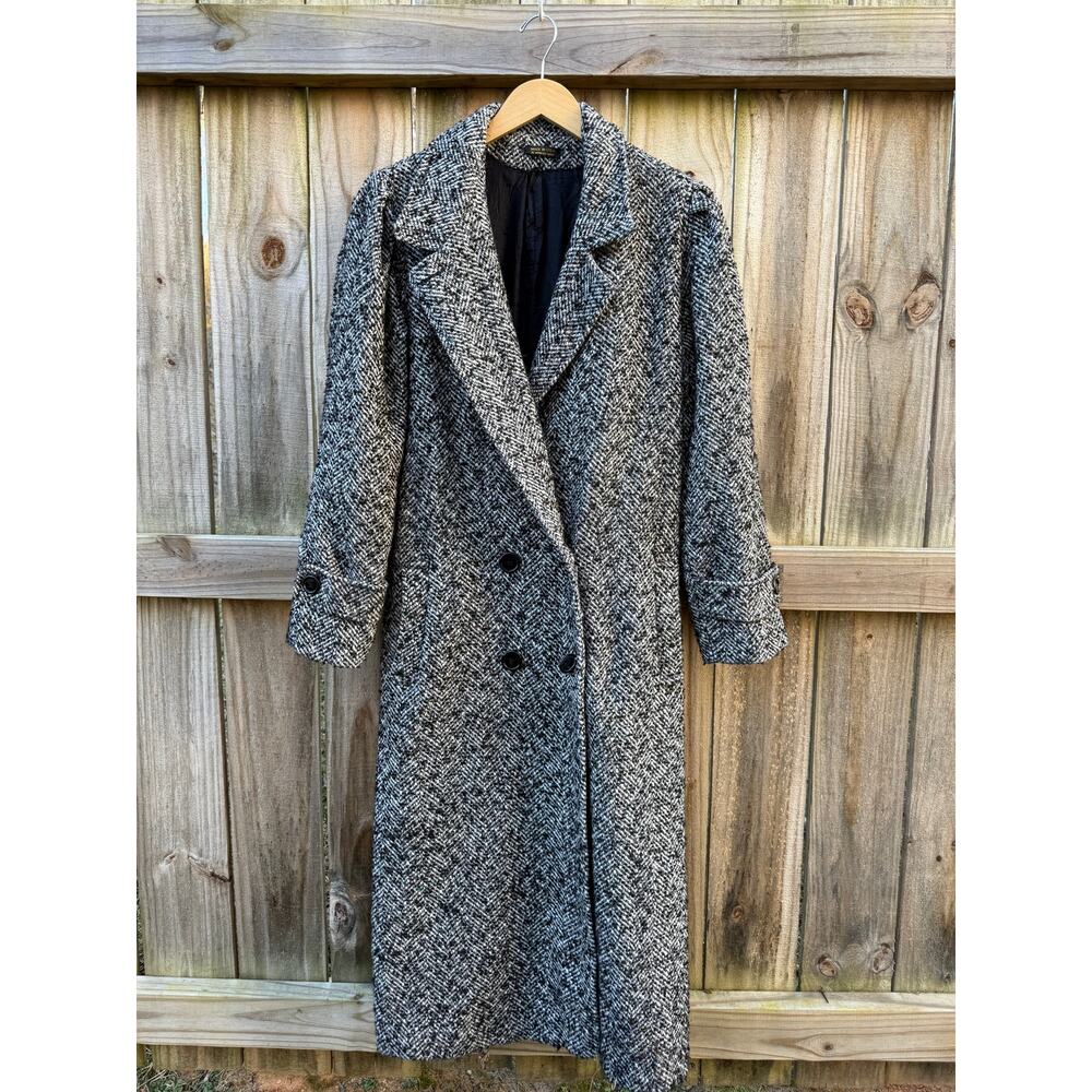 Vintage Longline Wool Tweed Coat Oversized